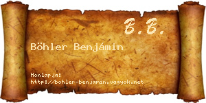 Böhler Benjámin névjegykártya